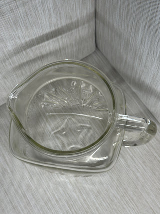 VTG Federal Glass Clear Starburst Pitcher Square Refrigerator Juice Jug As Is