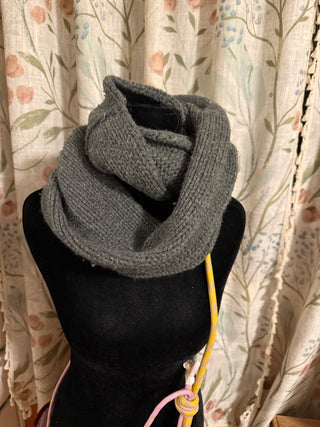 Gray Knit Infinity Scarf