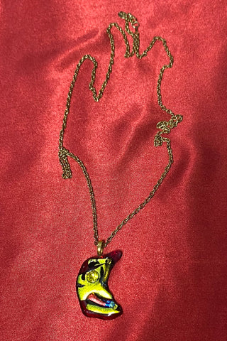 Art Glass Pendant Citrus CZ on 30" Chain