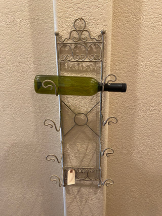 Vtg wrought iron four-tier wine rack RCD