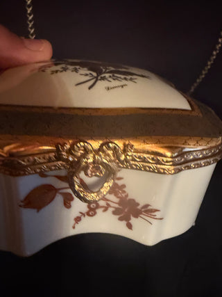 Limoges Gilt Porcelain & Brass with silver & gold details Jewelry Box