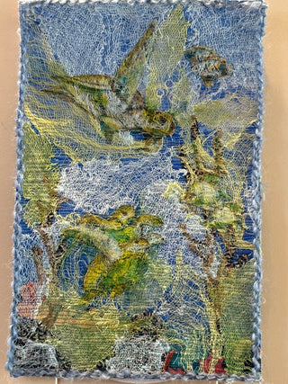 Handmade Textured Art Tapestry - Oceanic Scene 9" x 14"