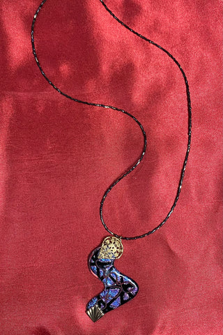 Art Glass - Art Shape w/Beads - Black/Magenta