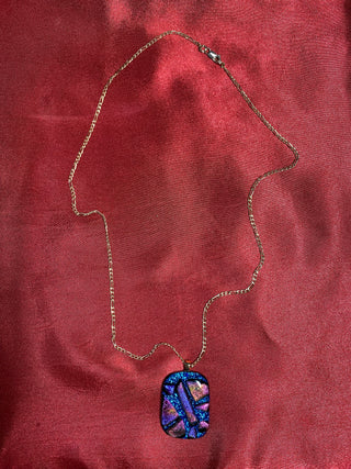 Art Glass Dicro Pendant GF Chain Deep Blue