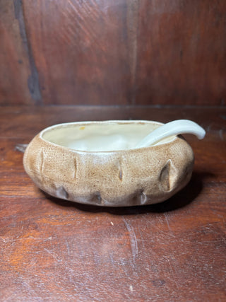 Vtg 1980's ceramic baked potato dish and spoon