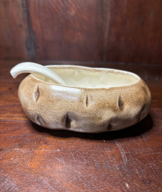 Vtg 1980's ceramic baked potato dish and spoon