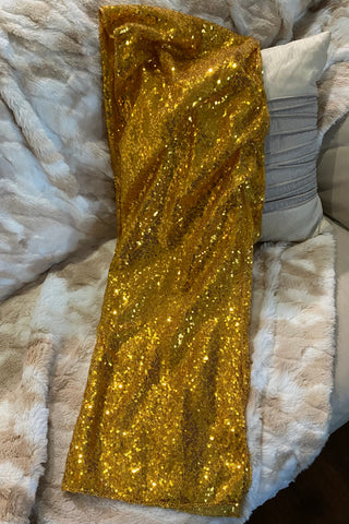 Gold  Sequined Scarf - Length 106 Inches