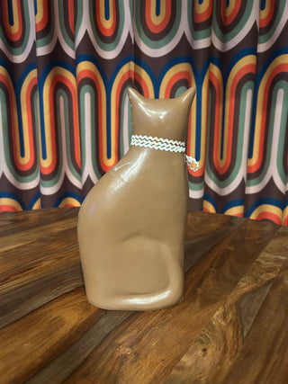 Vtg Hand-Painted Ceramic Polka Dot Cat
