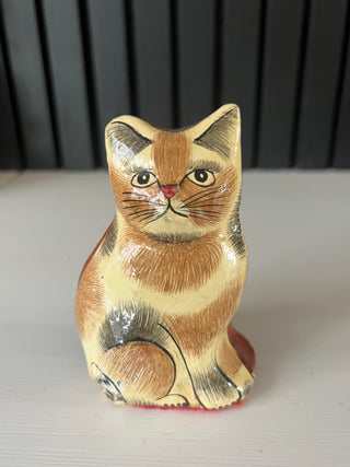 Hand painted paper mache cat