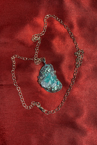 Art Glass Pendant Lavenders & Aqua 26” SS Chain