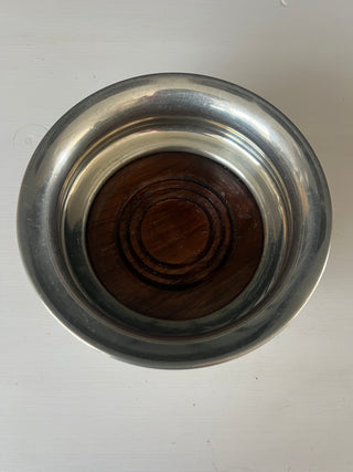 Silver and wood wine coaster