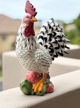 Lg. Vtg. Farmhouse Crackle-glaze ceramic rooster 15"