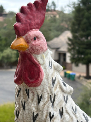 Lg. Vtg. Farmhouse Crackle-glaze ceramic rooster 15"