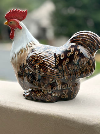 Vtg. Ceramic Rooster Figurine Farmhouse Country Kitchen Decor 10"