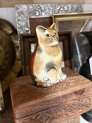 Hand painted paper mache cat