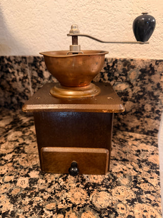 Vintage Hand Crank Wooden Coffee Grinder