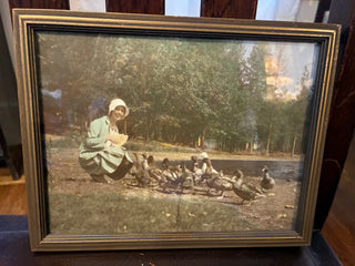 TL hand tinted photo woman w/ducks