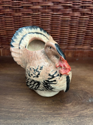 Vintage ceramic brown turkey planter