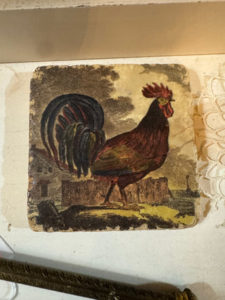 Rooster Marble Coaster w/ Cork Backing