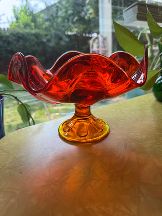Viking Amberina 6 Petal Persimmon Pedestal Glows