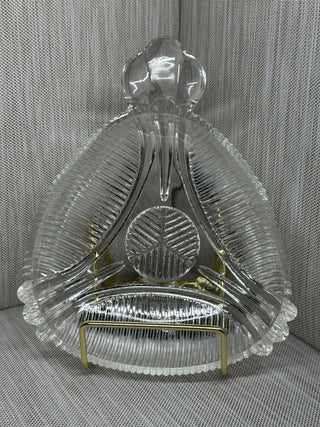 1930s Hazel Atlas Clear Glass Triangular Handled Relish Candy Dish