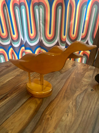 Vtg MCM Wooden Birds on Mounted Base