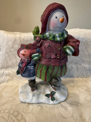Snowman & SnowChild Ice Skating Figurine