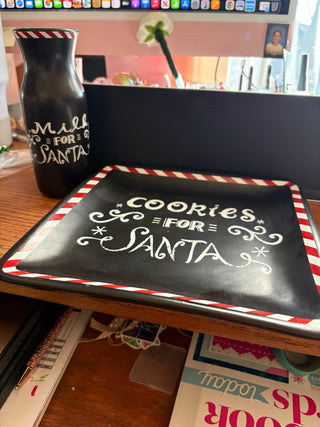 Farmhouse Christmas Ceramic "cookies for Santa" set