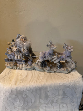 Vtg Lincolnshire Resin Santa & Sleigh