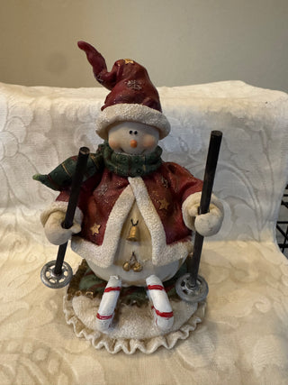 Snowman Figurine Dressed for Skiing