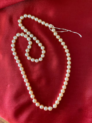 Czech Glass Pearl Strand 24 inch, Pale Gold