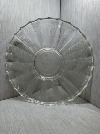 1940s Jeannette Clear Glass National Pattern 4 Section Divided Relish Platter