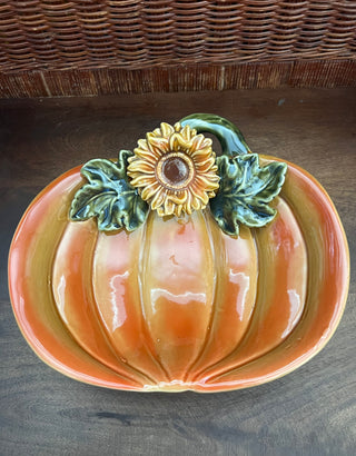 Vintage sunflower pumpkin dish