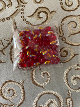Glass Beads 60 Red with Aroura Borelis 8x4