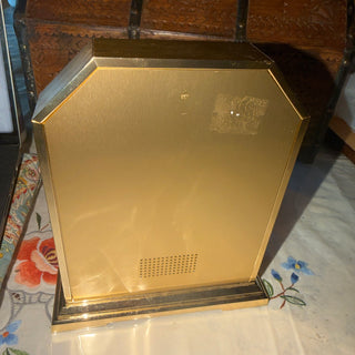 Vintage Quartz Mantel Clock Gold Tone Hygrometer Thermometer Roman Numeral 8"