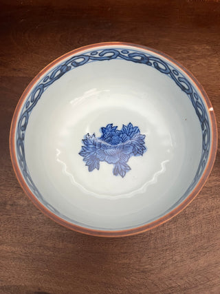Vintage Japanese blue and orange bowl