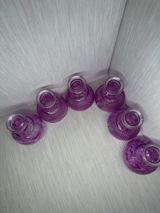 Set of 6 Amethyst Purple Hobnail Glass Bud Vases Boho Wedding Table Decor