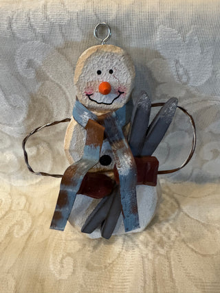 Wooden Snowman Ornament