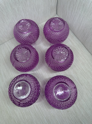 Set of 6 Amethyst Purple Hobnail Glass Bud Vases Boho Wedding Table Decor