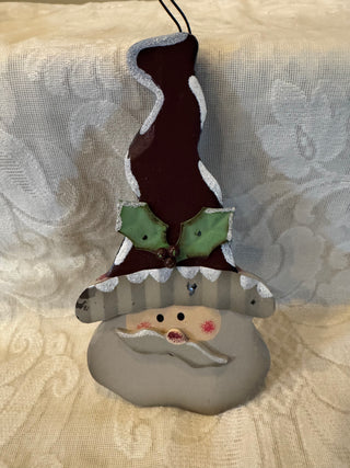 Vtg Santa Wooden Ornament