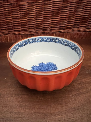 Vintage Japanese blue and orange bowl