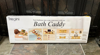 Adjustable Bamboo Bath Caddy with Cell/Book/Wine Holder