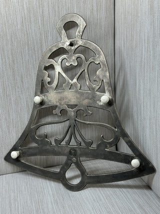Silver-Plated Bell Shaped Footed Trivet - Filigree Heart & Scroll Motif