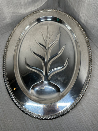 Wm. Rogers #810 "Tree of Life" Footed Meat/Turkey Carving Platter — Silverplate