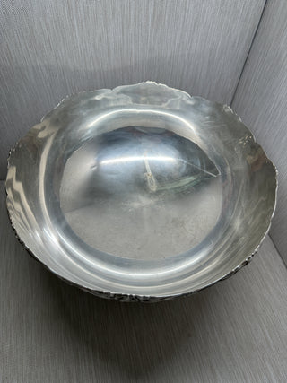 Silver Plate Rose Garland Punch Bowl | EP Nickel Silver, Japan | Mid-Century Pedestal Centerpiece