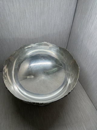 Silver Plate Rose Garland Punch Bowl | EP Nickel Silver, Japan | Mid-Century Pedestal Centerpiece