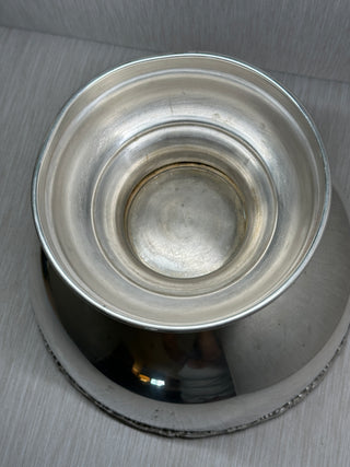Silver Plate Rose Garland Punch Bowl | EP Nickel Silver, Japan | Mid-Century Pedestal Centerpiece