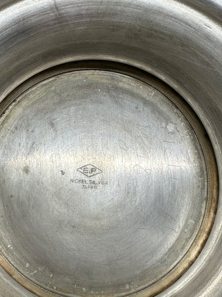 Silver Plate Rose Garland Punch Bowl | EP Nickel Silver, Japan | Mid-Century Pedestal Centerpiece