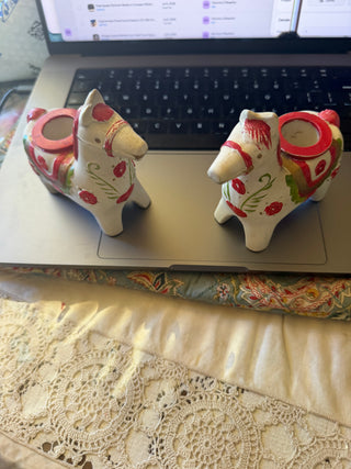 Dala Horses Candle holders by Holt Howard 1964 made Japan figurine Set