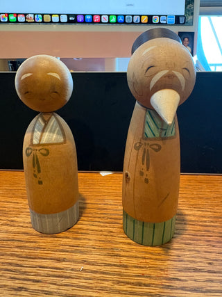 Vtg. HJapanese Kokeshi Folk Art Dolls (set of 2)